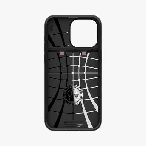 ACS06589 - iPhone 15 Pro Max Case Slim Armor CS in black showing the back with card in slot